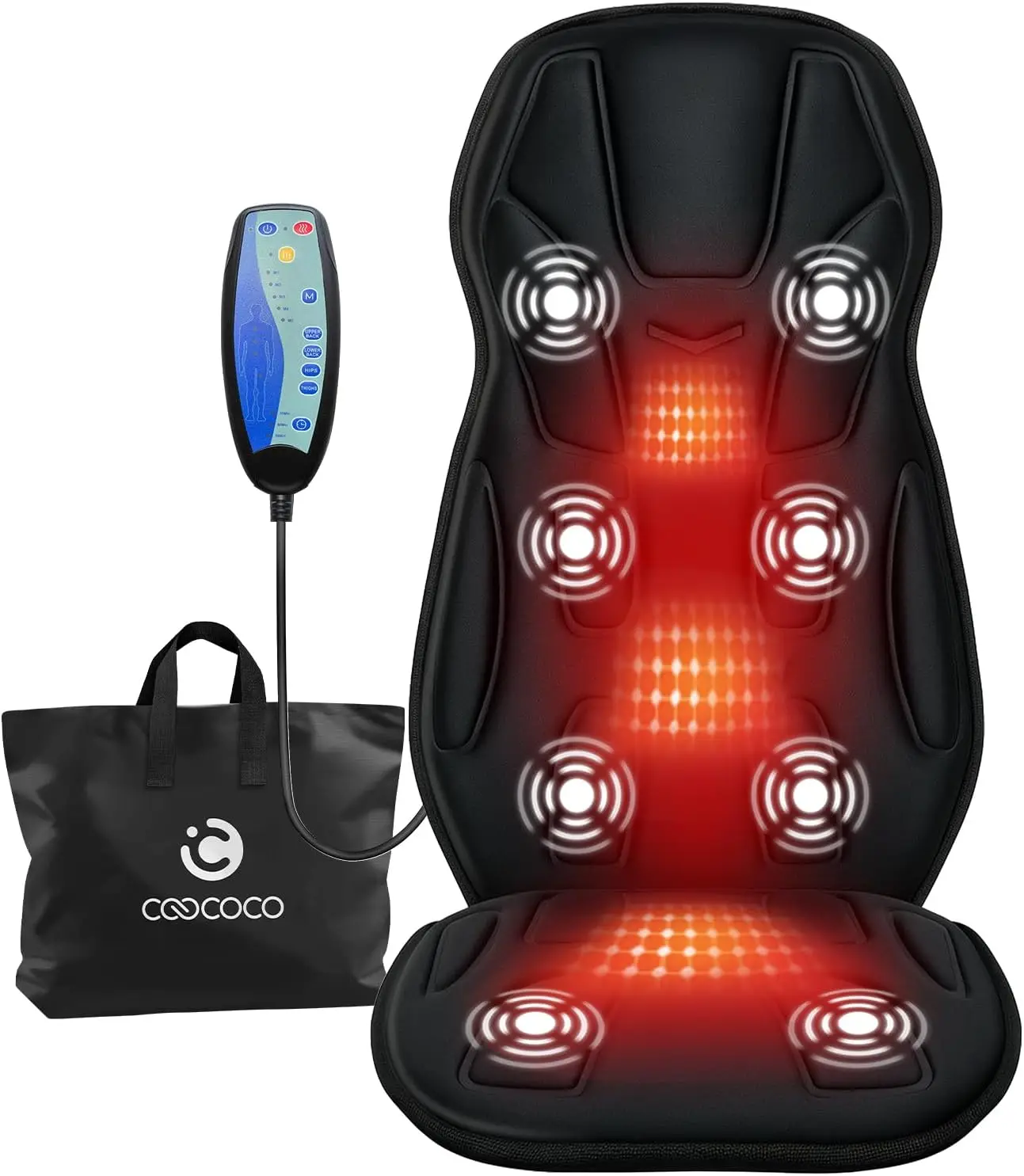 

Heated Back Massager with 8 Vibrating Motors, Auto Shutoff for Home Office Chair - Perfect Gift