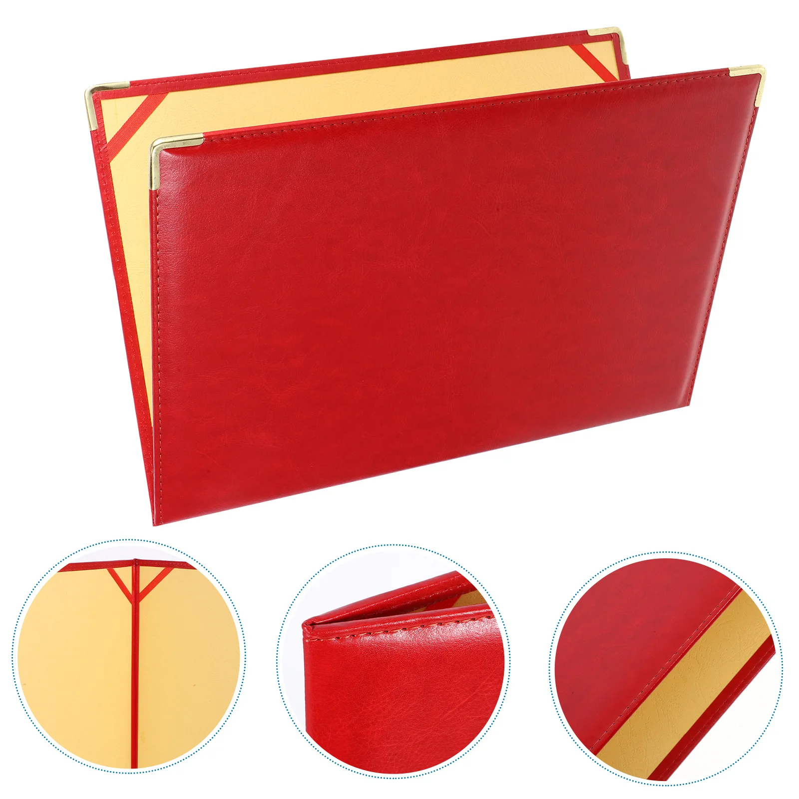 

Stylish Portfolio Office Organizer Document Holder Business Binder Portable Storage Large Red File Office Supply Document