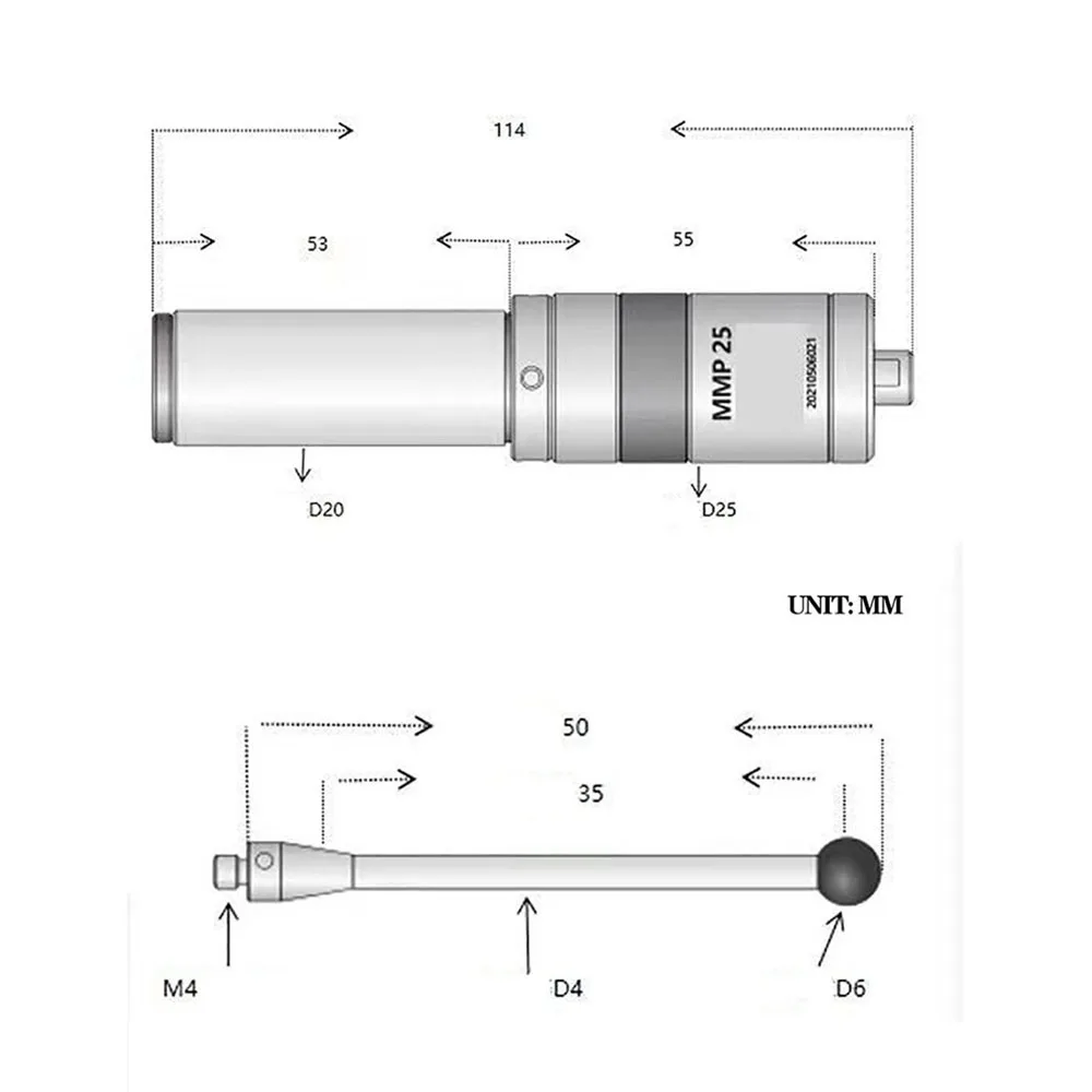 Imagem -04 - Light Edge Finder Usinagem Cnc Sensor de Detecção de Haste Sub-central Som Brilhante Alta Precisão 0001 Mmp25 3d