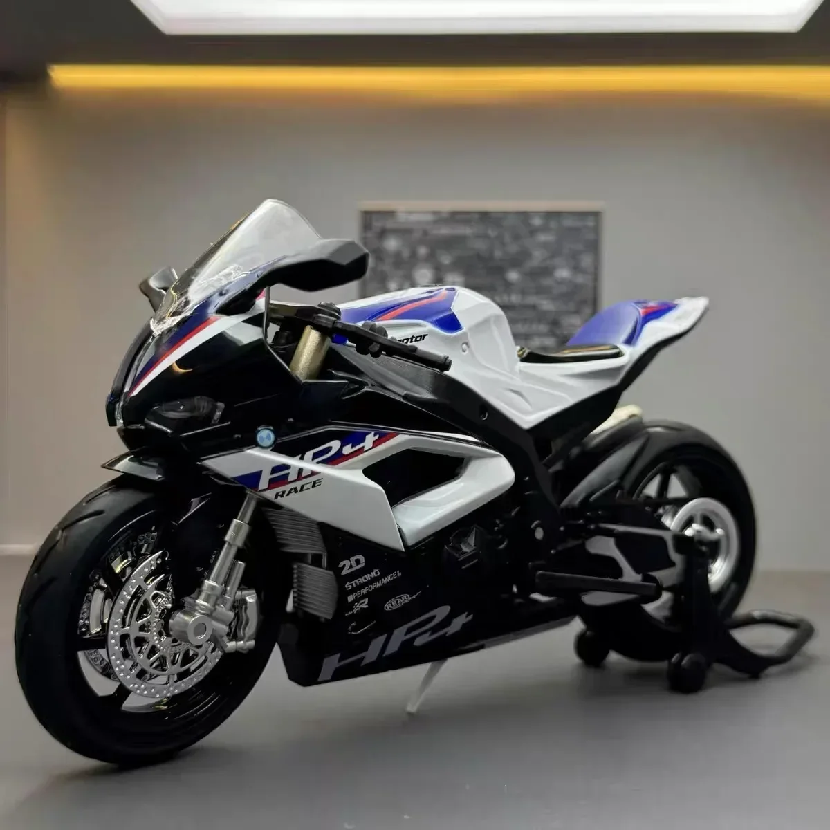 1:12 BMW HP4 Alloy Scale Motorcycle Model Diecast Toy Vehicle Simulation Sound＆Light Pull Back Off Road Autocycle Collection Toy