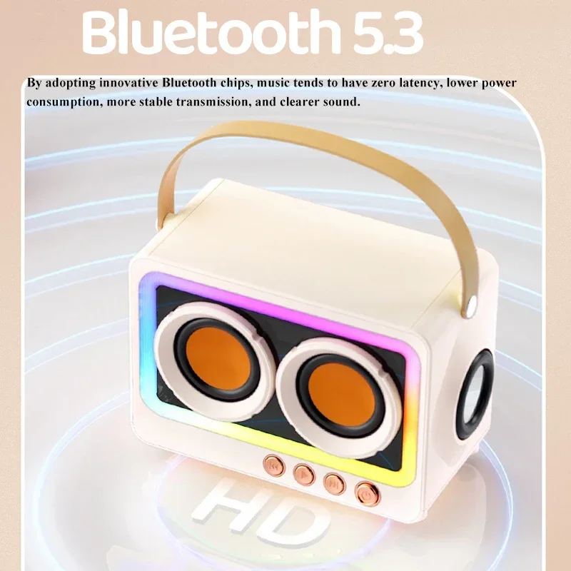 ポータブルBluetoothレトロスピーカー,サウンドバー,hifiステレオ,サブウーファー,ワイヤレスmp3,マイク付き音楽プレーヤー,TFカードサポート,USB再生