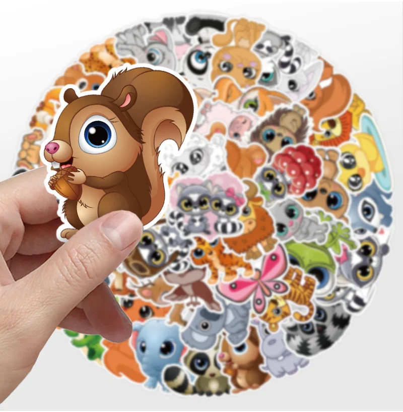 10/25/50pcs Cartoon Big Eyes Animal Stickers for DIY Luggage Water Bottle Phone Laptop Guitar Scrapbook Notebook Decal