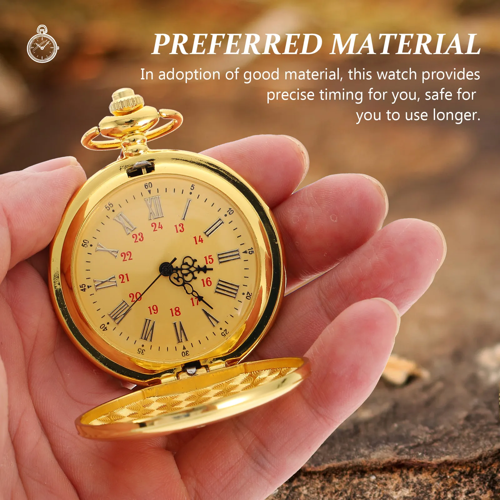 Vintage Pocket Watch Retro Hanging Design Portable Wood Material Accurate Timing Decorative Universal Outdoor Fashion