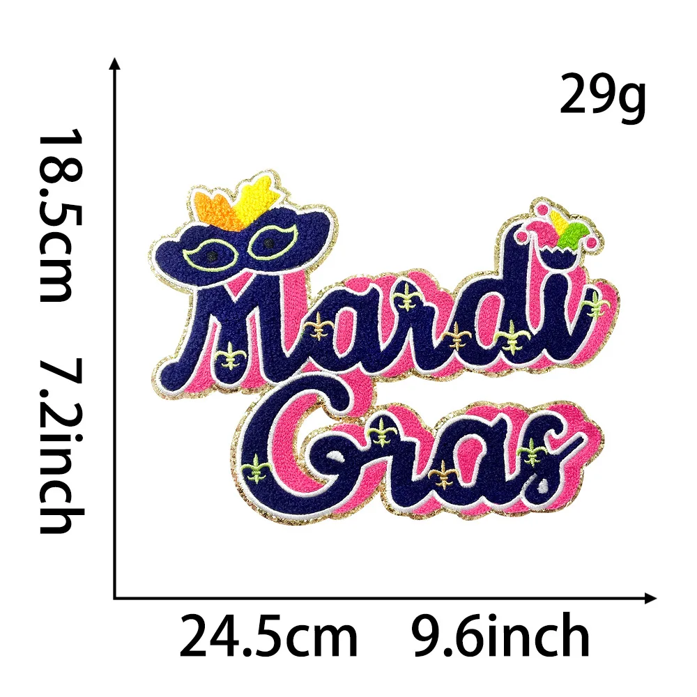 Parche termoadhesivo hierro Mardi Gras bordado grande Nueva Orleans - imagen 2