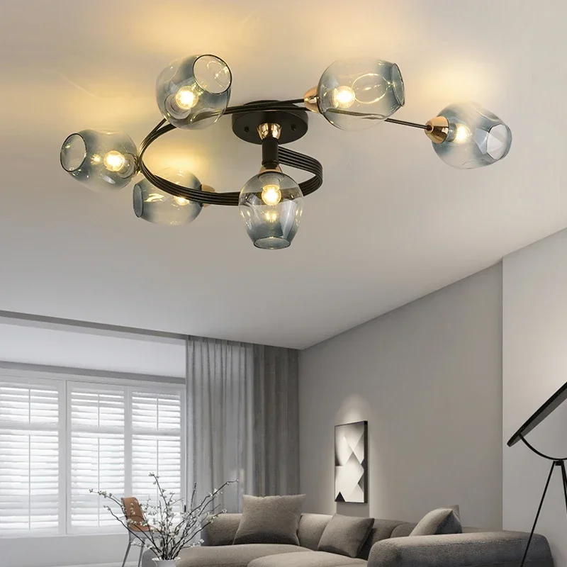 

Nordic Minimalist Modern Iron Lamp in the Living Room Modern Led Glass Ceiling Lamp Dining Room and Study Room Bedroom