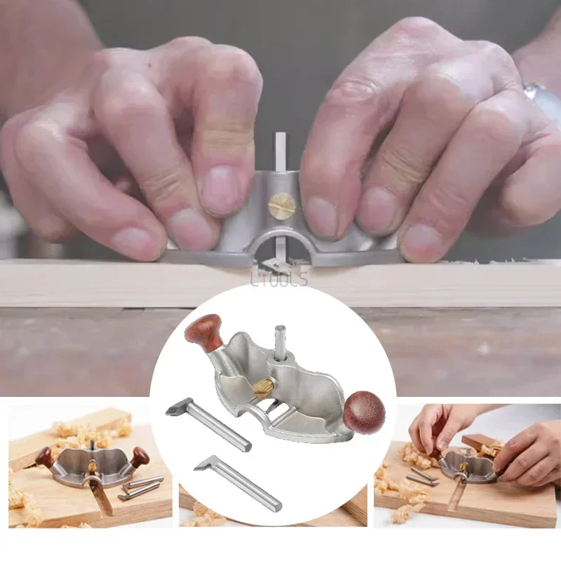 Woodworking Handheld Small Bottom Cleaning Planer Router Plane with Adjustment Knob Manual Slotting Planer Multifunctional Tool