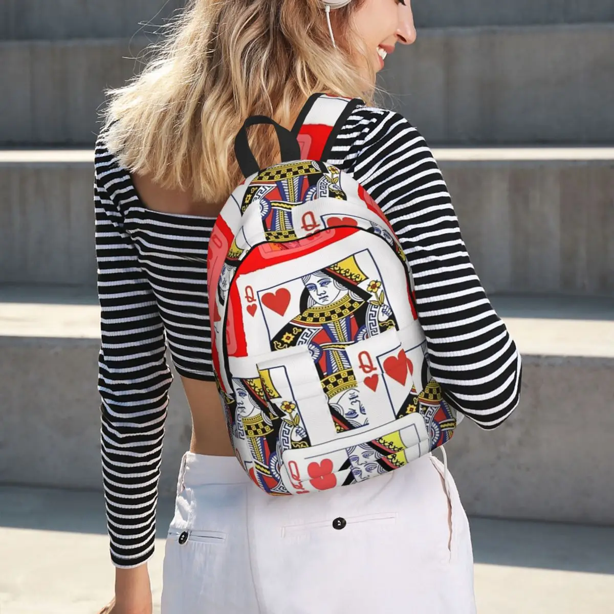 Casino Nights Red Queen Of Hearts Student Backpack School Bag Hiking Travel Daypack for Boys Girls Bookbag Shoulder Bags