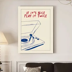 Modern Music Play It Twice Record Player Posters Retro Fashion Aesthetic Print Canvas Painting Living Room Wall Art Home Decor