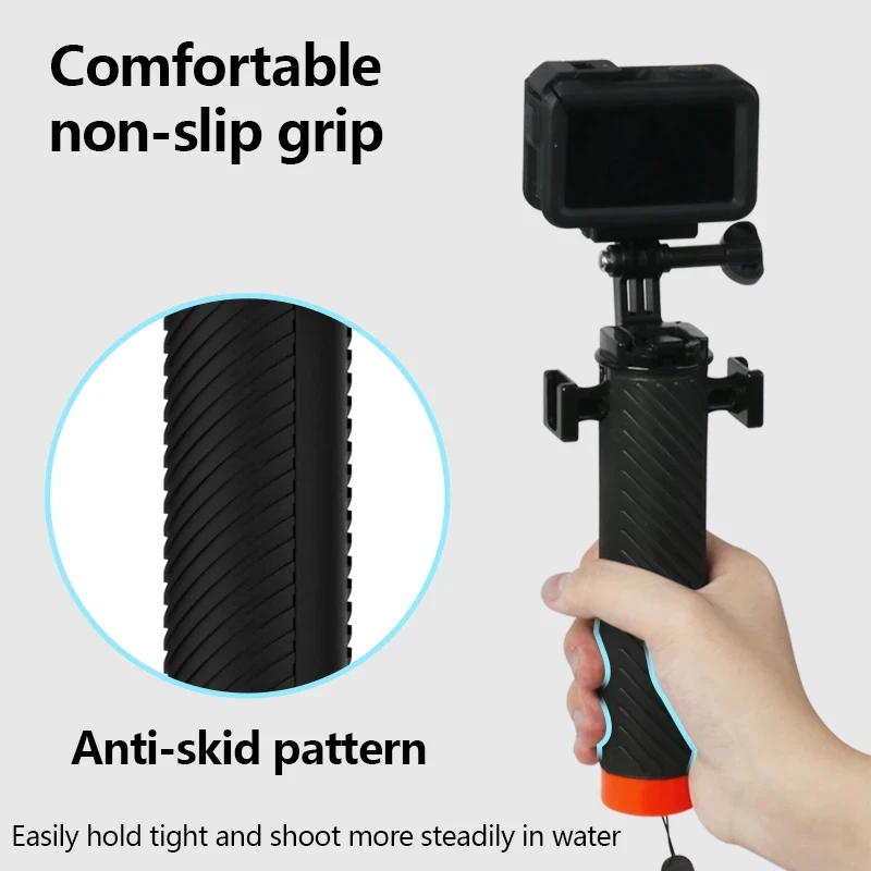 Floating buoyancy stick Hand Grip With Cold Shoe Mount For GoPro Hero 12 11 9 8 Insta360 X4 X3 Osmo Action 4 Camera Accessories