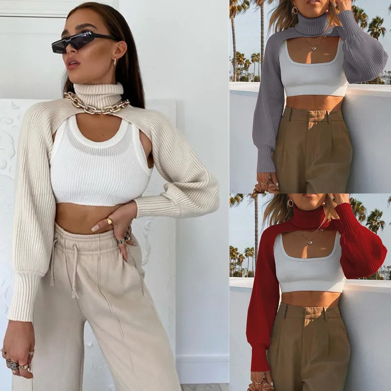 

Women's Winter Sweater 2023 Street Sle Knitted irt Hollow out Long Sve High Collar Regular Fit Faionable Ladies' Kni...