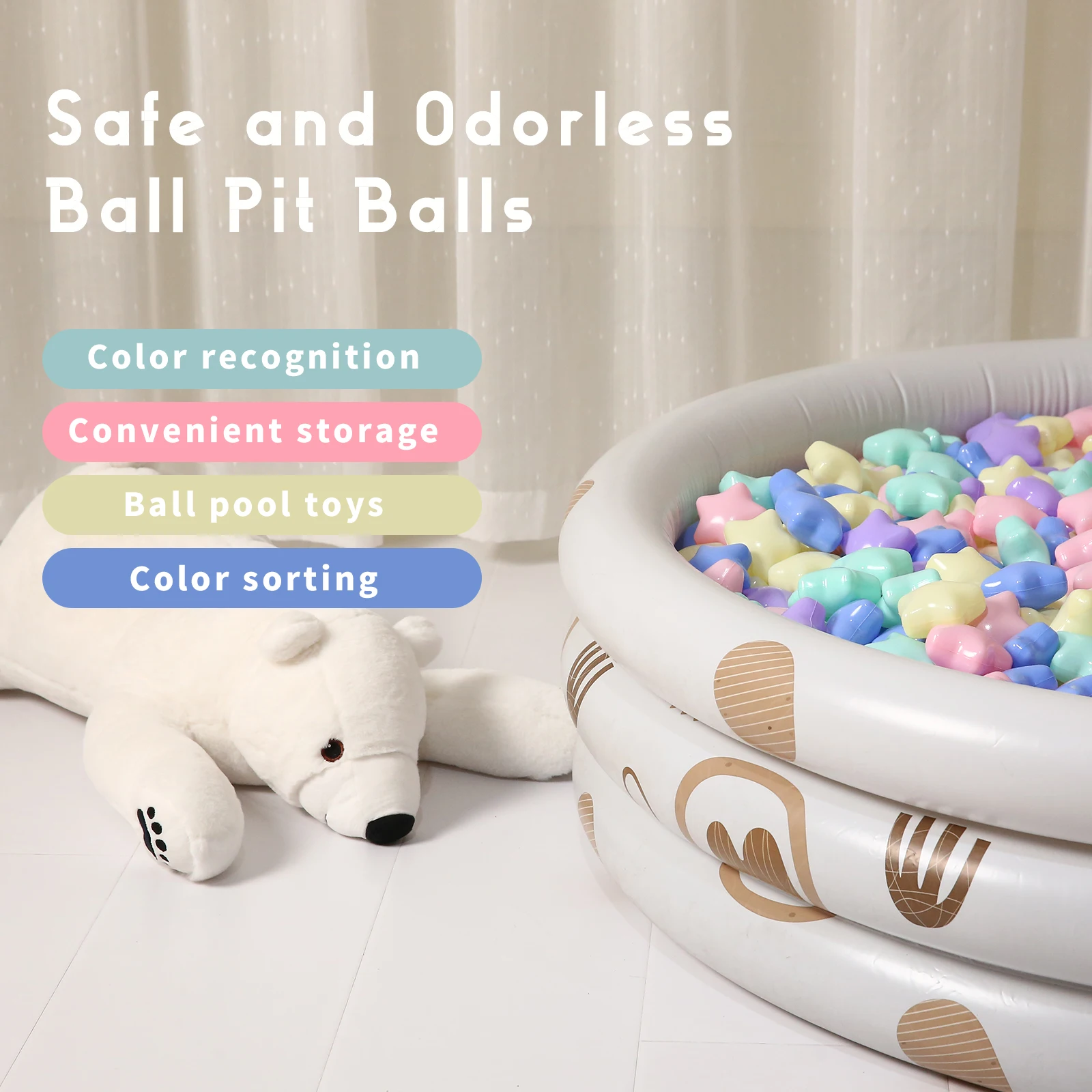 2.68 بوصة 50/100 قطعة رشاقته حجم صغير شكل نجمة لينة البلاستيك سحق برهان الكرة حفرة كرات للأطفال اللعب مع حقيبة التخزين