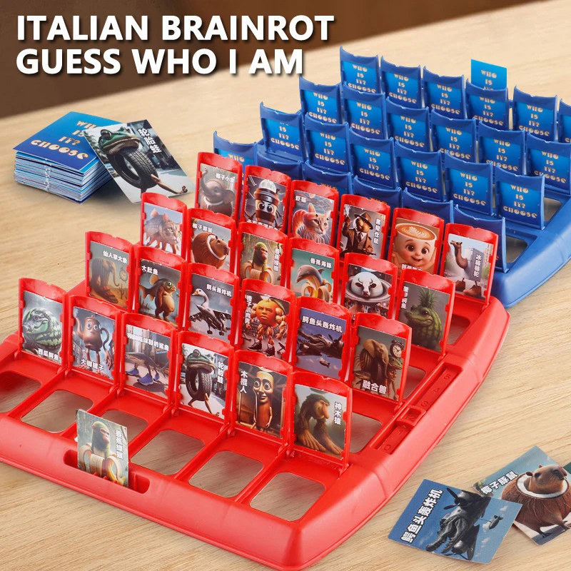 

Brainrot Guess Who I Am Game Tungtungtung Sahur Tralarero Tralala AI Abstract Animals Puzzle Board Game Parent-child Interactive
