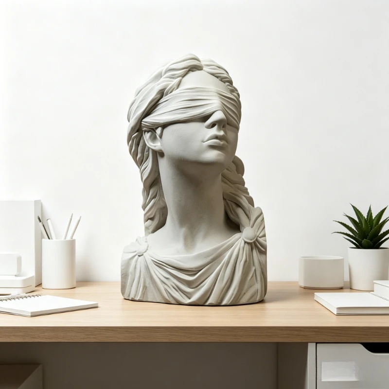 Statue en plâtre de la déesse de la justice Themis, décoration de bureau, œuvre d'art classique, sculpture de personnages en demi-corps, décoration esthétique de la pièce