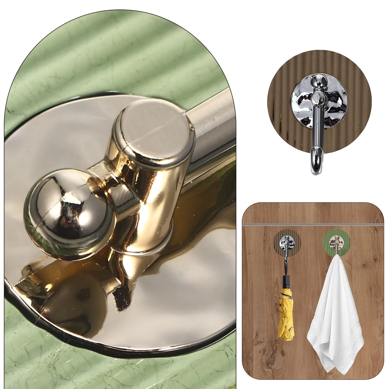 

8 Pcs Removable Wall Hooks Green Gold Grey Silver Adhesive Bath Towel Key Umbrella Hat ganizer Hook Set Easy