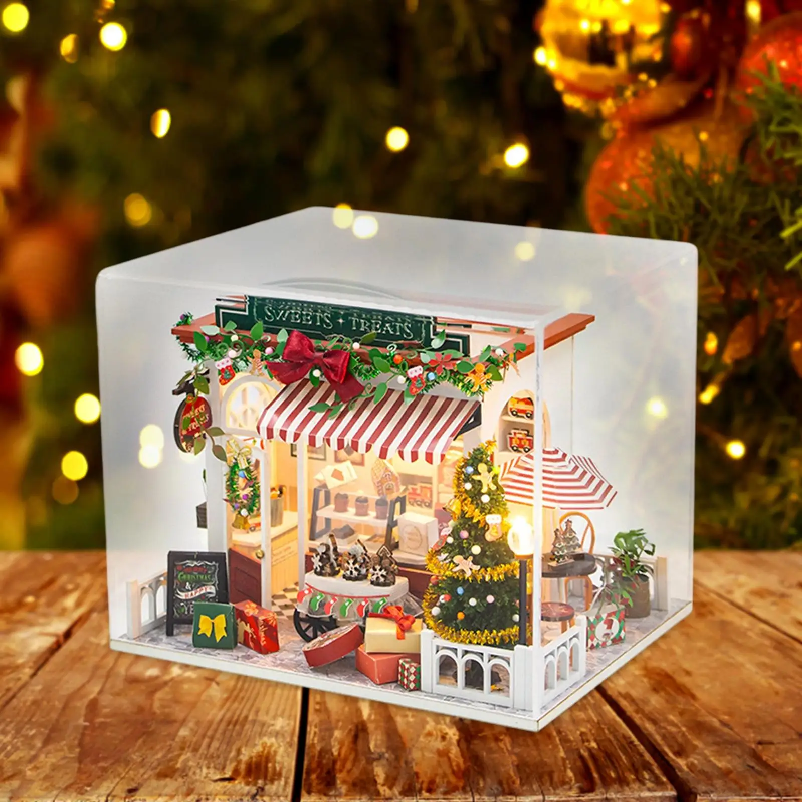 Kit fai da te per casa delle bambole di Natale Puzzle in legno 3D multifunzionale con luci