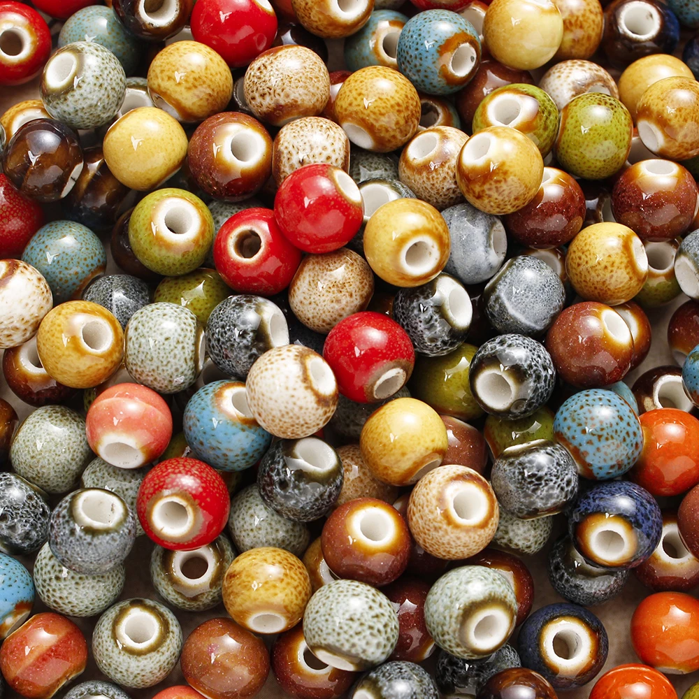 50/100Pcs 8mm Colorful Round Ceramic Beads Loose Spacer Ceramic Beads For DIY Necklace Bracelet Earrings Pendant Jewelry Making