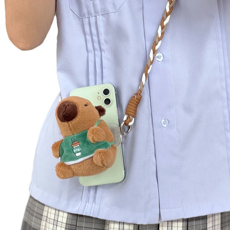 Boneka Capybara kartun tali telepon boneka lucu gelang rantai telepon gantungan kunci antihilang casing telepon Lanyard liontin