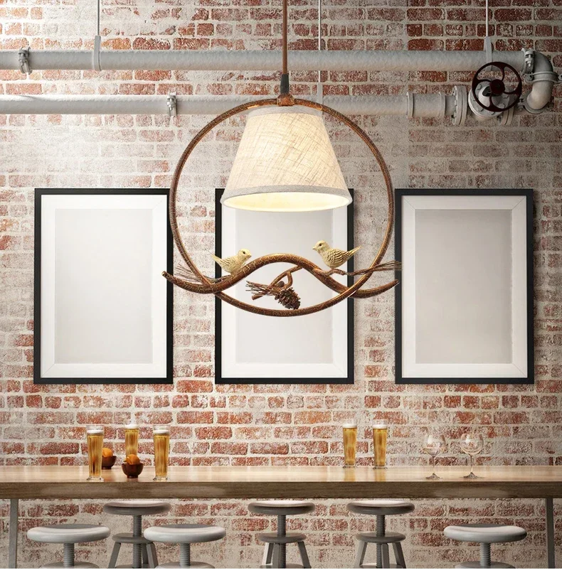 

American Creative Restaurant Dining Room Shop Tooling Cloakroom Aisle Corridor Bar Simple Single Head Bird Chandelier