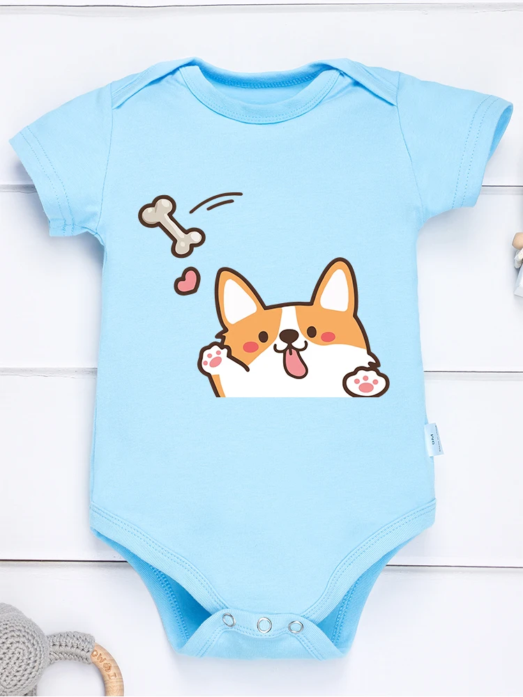 Kawaii Dog Print Baby Girl Clothes Onesie Comfortable Soft Cotton Ropa De Bebé Pink Cute Newborn Bodysuit Cheap Fast Delivery