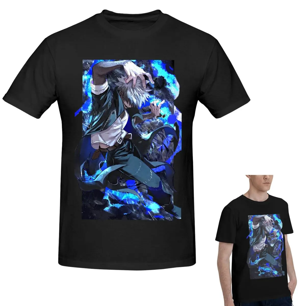 

My Hero Academia Dabi Anime Manga MHA Blueflame T-Shirt Men's Fashion Oversized T Shirt Men Round Neck Summer Shirts Tops S-6XL