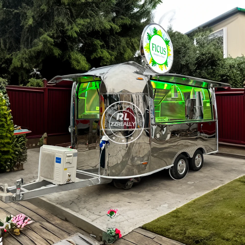 Airstream Trailer BBQ Burger Vintage Food Trailer Camping คุณภาพสูงอาหารรถเข็น Mobile Bar Custom Full อุปกรณ์