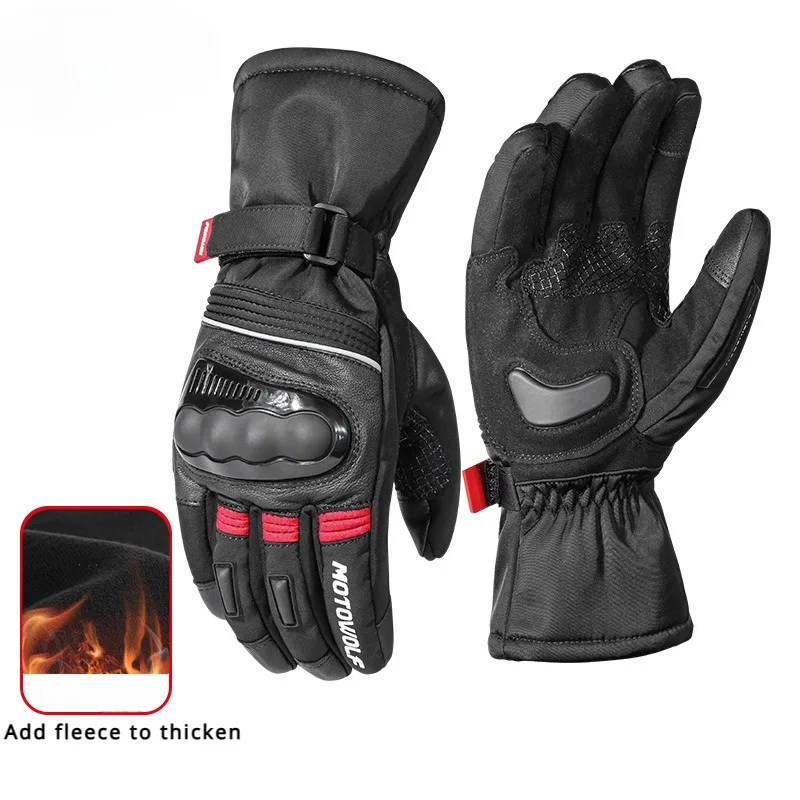 

Warm Winter Motorcycle Gloves Waterproof Windproof Reflective Touch Operation Long Riding Gloves Guantes Moto