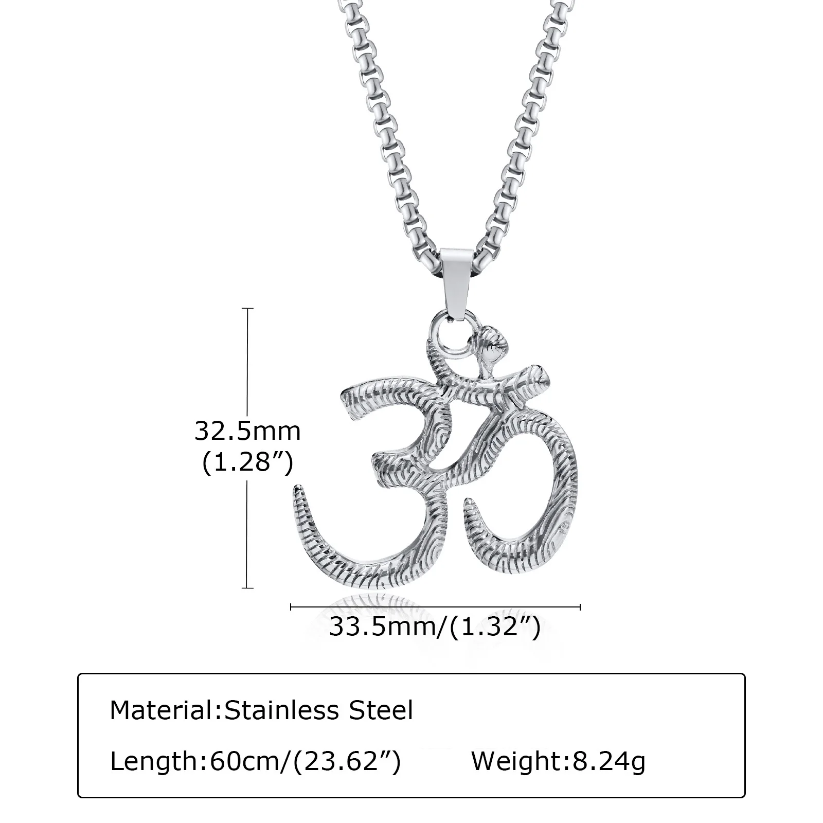 Vnox Rock Punk Yoga Om Necklaces for Men,Stainless Steel Aum Pendant Male Boy Collar Gift Jewelry