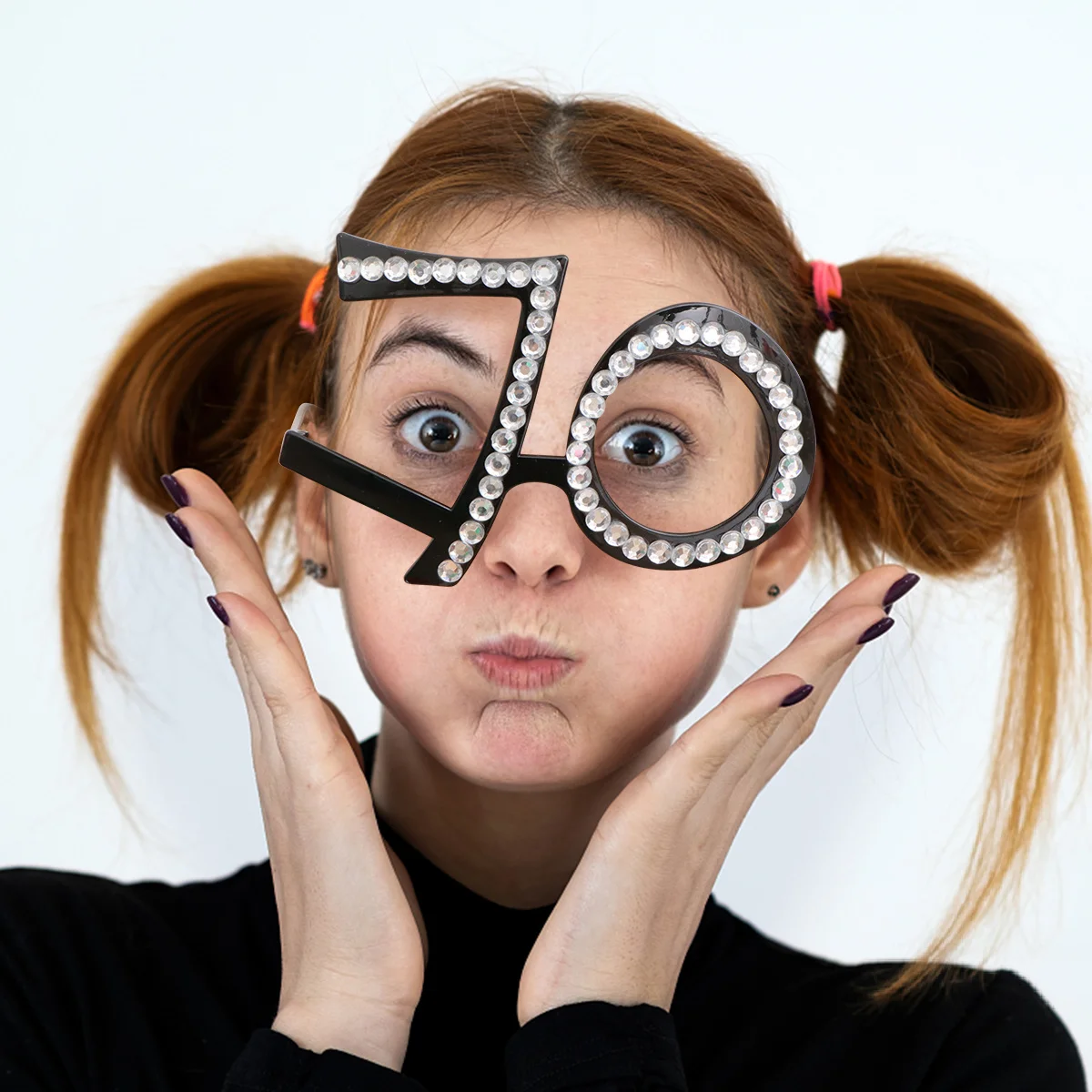 

1pc Party Glasses Decor Number Design Photo Booth Props For Birthday Celebration Anniversary Decorative