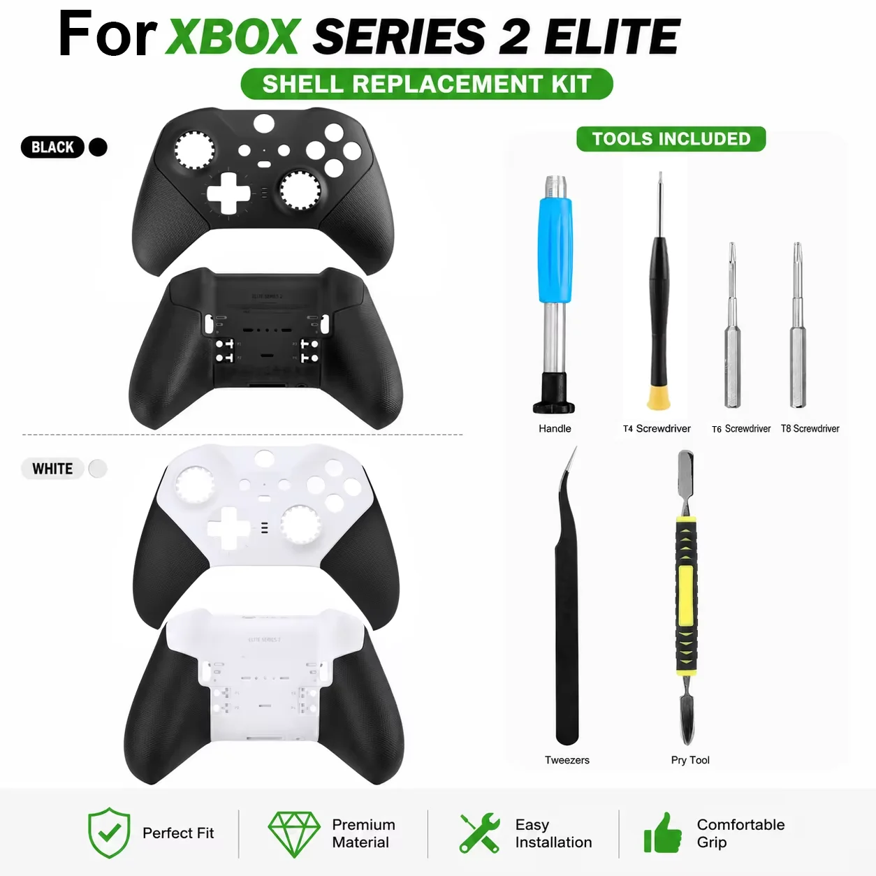 For Xbox Elite Series 2 Controller Shell Anti-slip Grip Fron