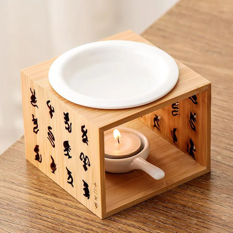 Hollow Twelve Zodiac Phyllostachys Pubescens Candle Aromatherapy Furnace Essential Oil Lamp Candle Holder Home Decor