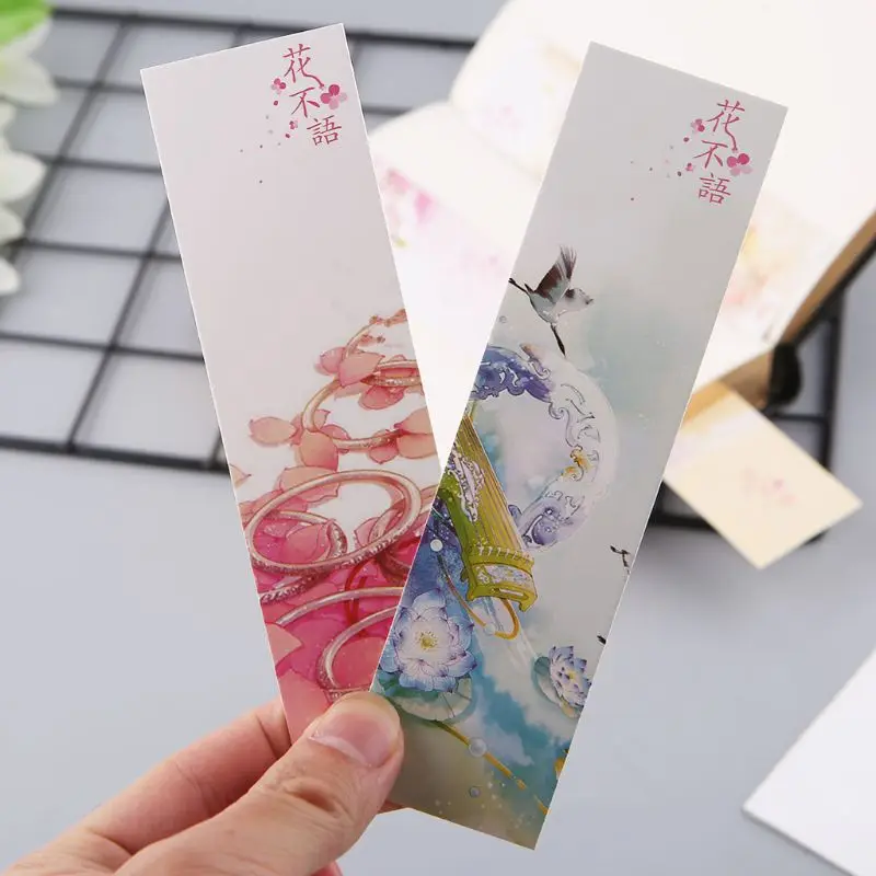 2024 New 30pcs for Creative Chinese Paper Bookmarks Painting Cards Retro Beautiful
