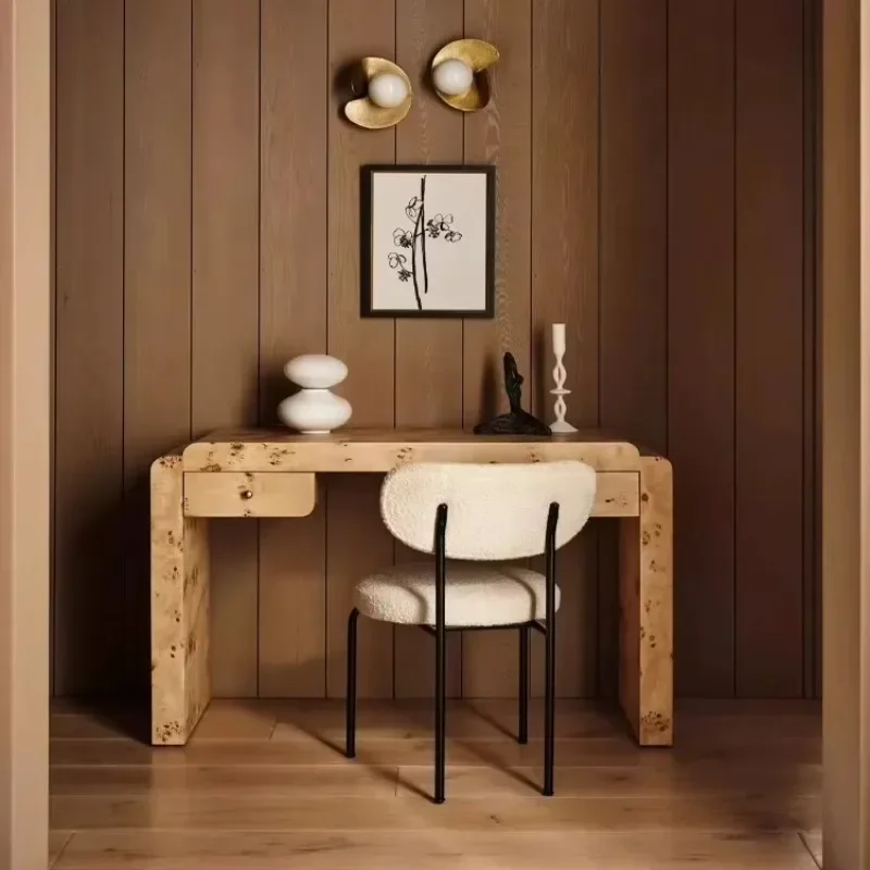Medieval retro solid wood desk with wabi-sabi wood veneer, suitable for home office creative simple writing desk