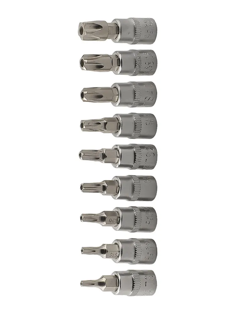 9 шт./компл. TS10-TS50 5-точечная отвертка Torx со звездой, высокая твердость, 1/4 дюйма, приводная головка, аксессуары для ручных инструментов