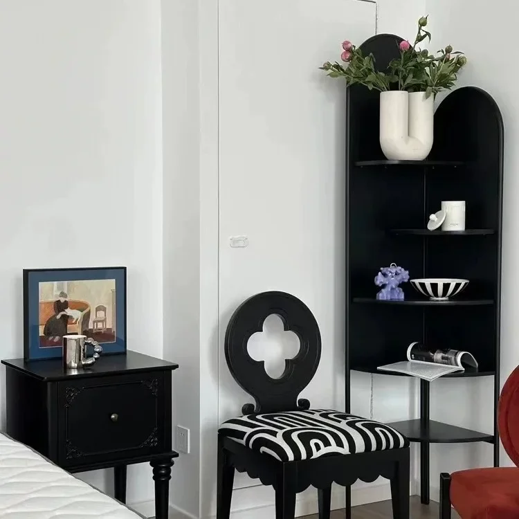 Nordic light luxury wrought iron corner cabinet floor rack corner cabinet living room triangular storage shelf wall narrow
