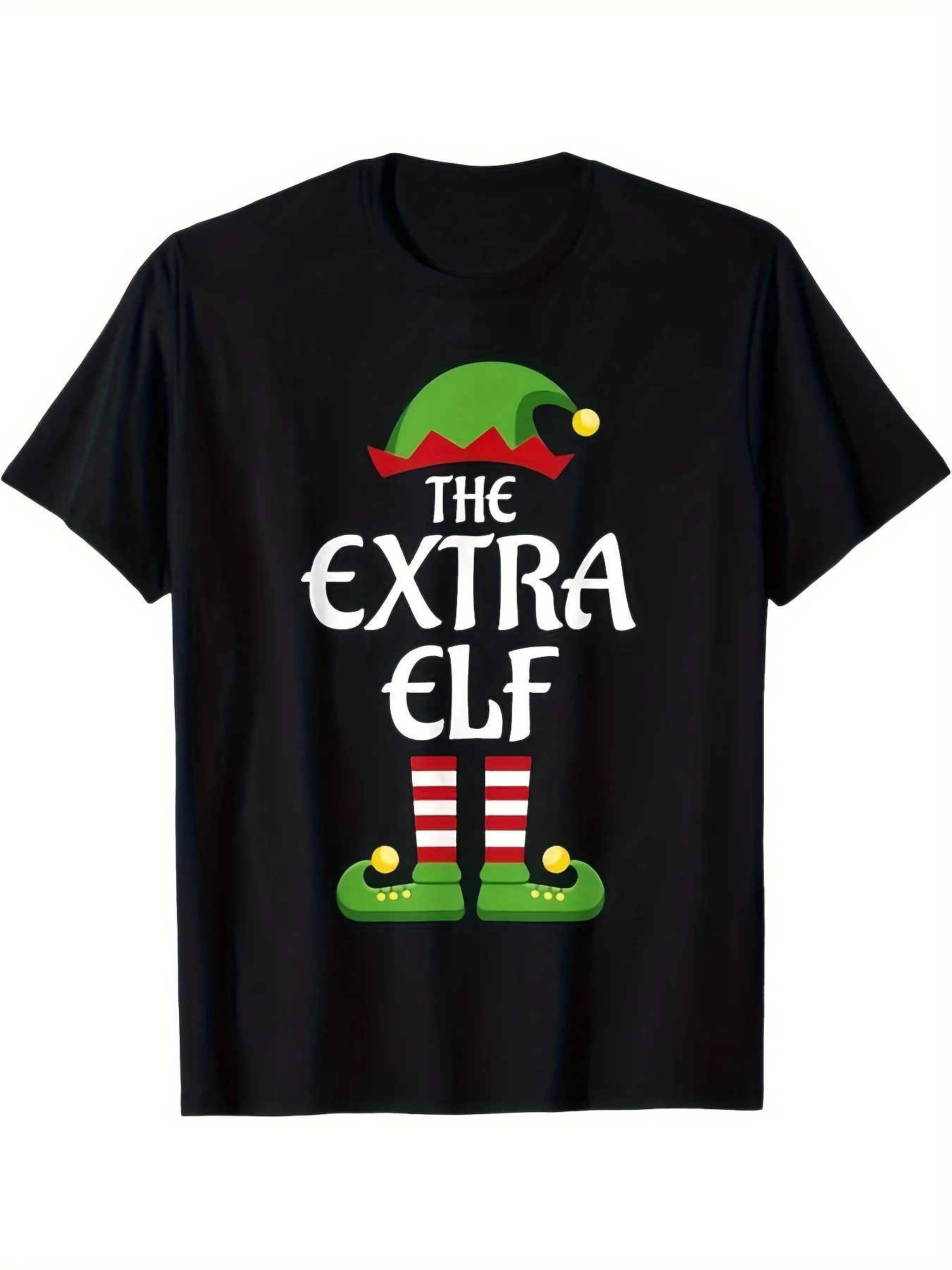 Elf Family Matching Christmas T-Shirt | Retro Vintage Elf And Elf Legs Graphic With Striped Socks Design, S-Xxxl Sizes, Matching