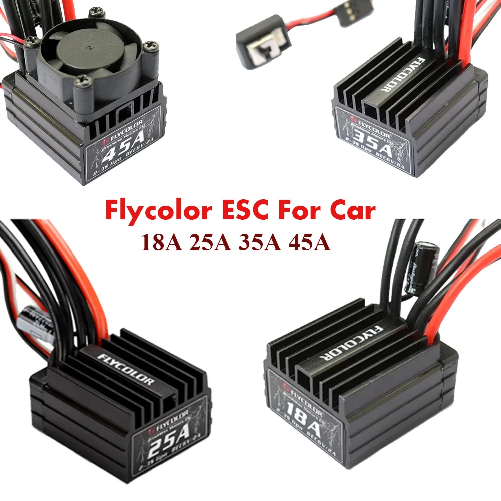 

Flycolor Car ESC Brushless Electronic Speed Controller 2-3S18A 25A 35A 45A Waterproof car ESC for RC Racing Speeding