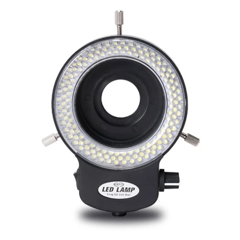 A48I Microscope Light- Ring Light Adjustable 144 Lamp Beads LED Light Source Industrial Microscope Ring Illuminator -EU Plug