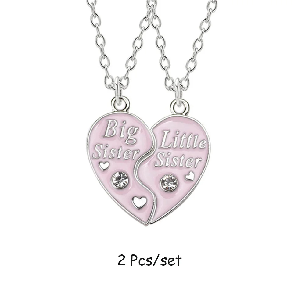 2/3 Pcs/set Big Sister Little Sister Pendant Necklace Women Hollow Heart Puzzle Sis Friend Pendant Family Jewelry Gifts