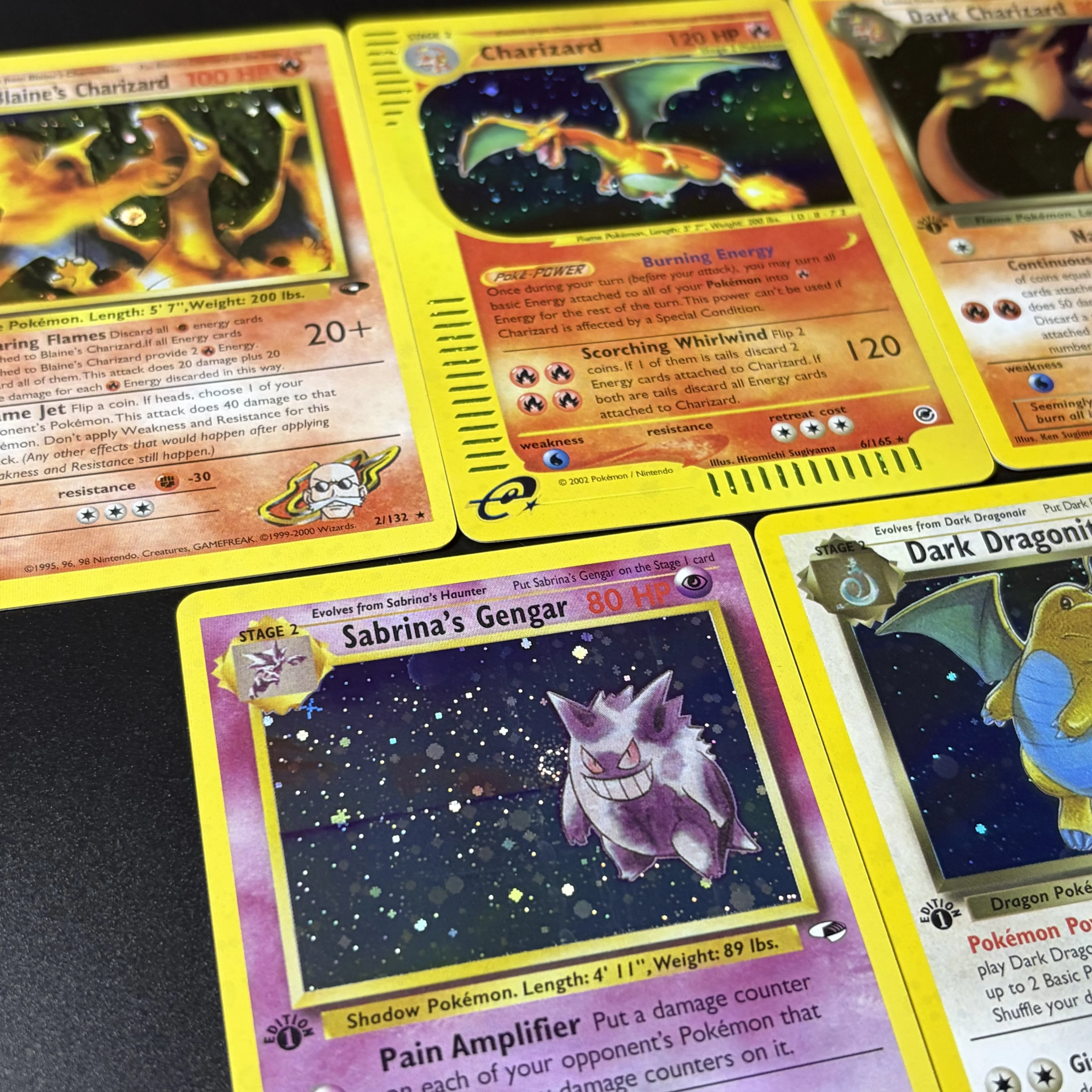 Vintage PKM Custom Galaxy Holo POCKET Cards Classic Gym/Team Rocket & EX Series Collection Foil PTCG Trading Game Cards DIY Gift