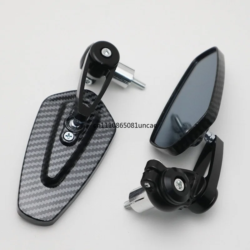CNC Handlebar Rearview Mirror Carbon Fiber Water Transfer Blue Anti-glare Lens Motorcycle Modified Side Mirror Refit Accessories