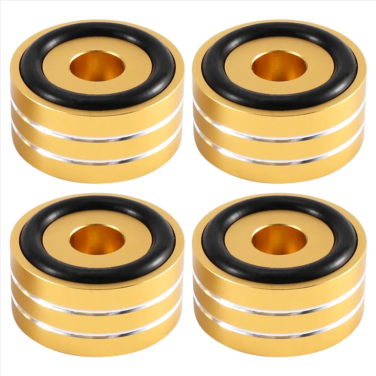 Exquisite- 4Pcs 40X20mm Aluminum HIFI AMP Speaker Isolation Stand Turntable DAC Feet Pad (Gold)