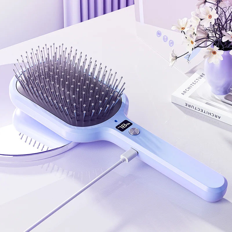 

Головка с отрицательными ионами, высокочастотная микровибрационная массажная расческа, дноуглубительная электрическая расческа для ухода за волосами, перезаряжаемая расческа с подушкой безопасности