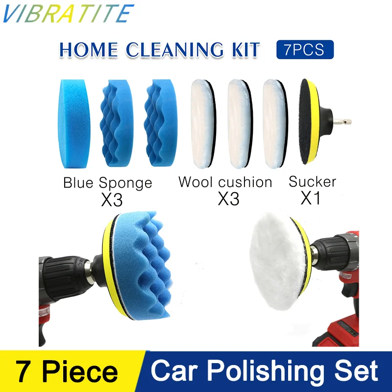 

4-дюймовый комплект полировальных подушечек для автомобиля, 8 шт., с губкой и шерстью, полировальная подушечка M10, адаптер для дрели для полировки автомобиля, вощение, уплотнительная глазурь