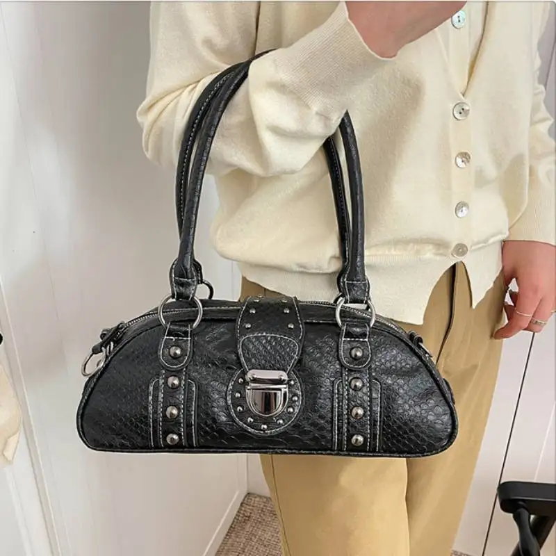 

Сумка через плечо с крокодиловым принтом, женская сумка-клатч во французском стиле, длинный клатч для мотоциклистов, сумка-клатч Y2K для девушек в стиле East-West