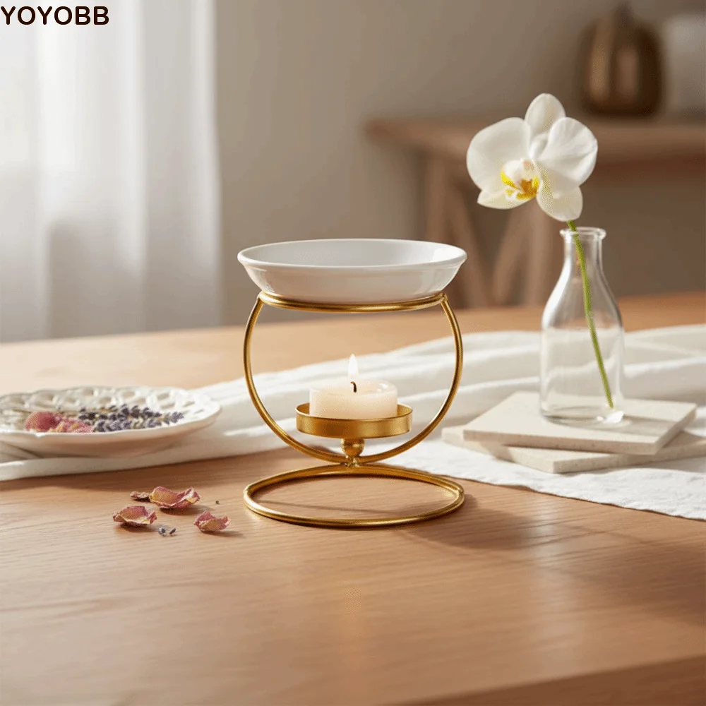 

Creative Minimalist Essential Oil Burner Modern Decorative Aromatherapy Furnace Iron Candle Heating Holder Meditation Space