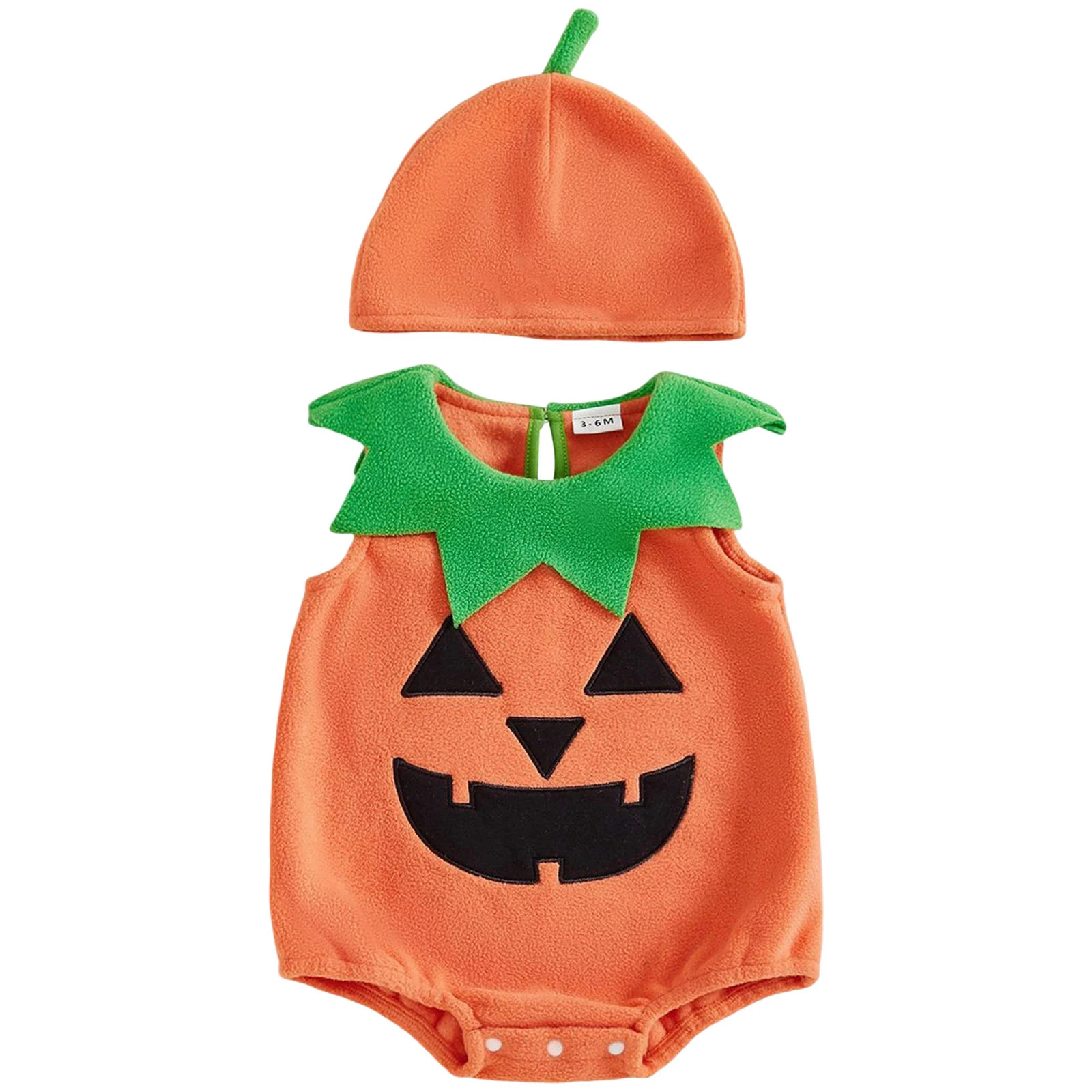 

Little Toddler Girl Clothes Newborn Baby Girls Boys Halloween Costumes Sleeveless Pumpkin Romper Bodysuit Hat 18 Girl Outfit