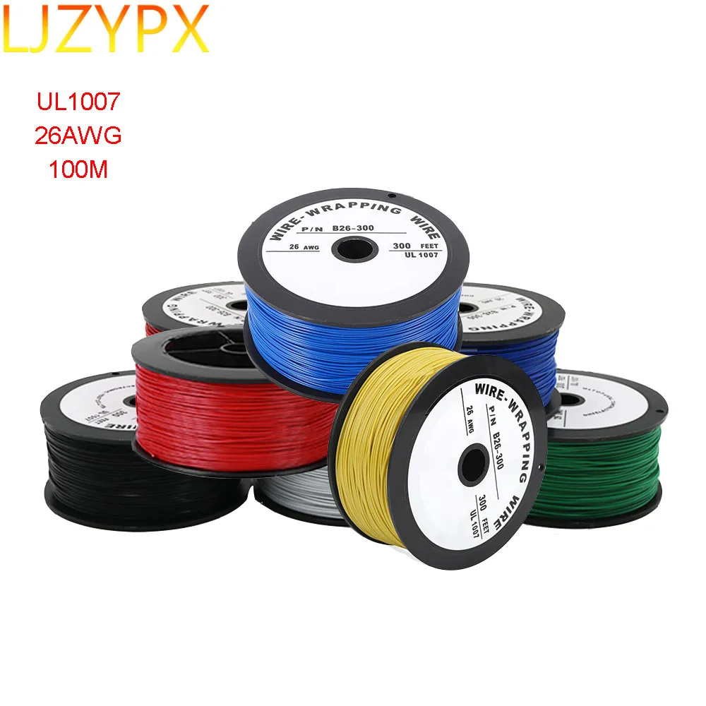 26awg UL1007 100m OK Wrapping Cables Wire Welding PCB Jumper Solid Flying Line Electronic Tinned Copper Single Core Hook Up Cord