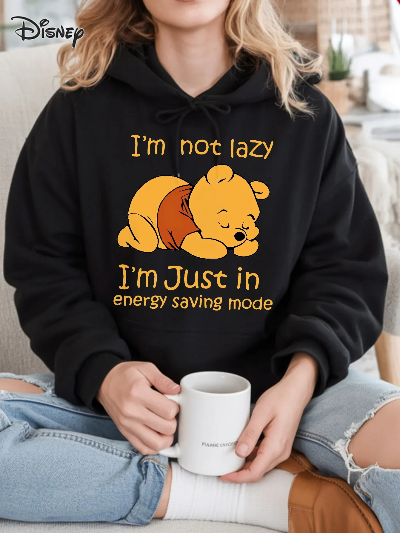 

Женская флисовая толстовка с капюшоном Disney Winnie The Pooh, осенне-зимняя уличная одежда унисекс, свободная повседневная одежда большого размера