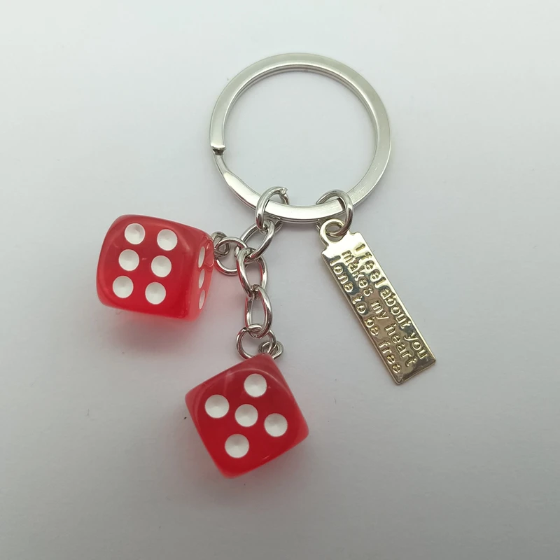 Black and White Dice keychain , Tiny Dangling Dice , lucky Dice Dangle keychain , Poker Party , Casino Theme Good Luck keychain