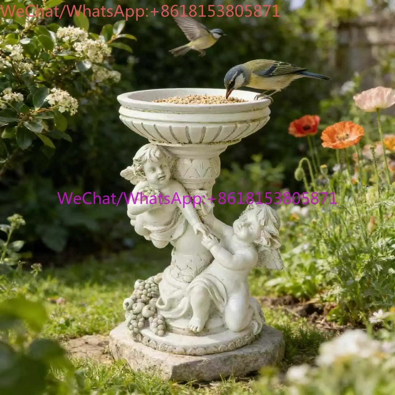 Garden courtyard angel shape resin bird feeder decoration outdoor handicraft ornament